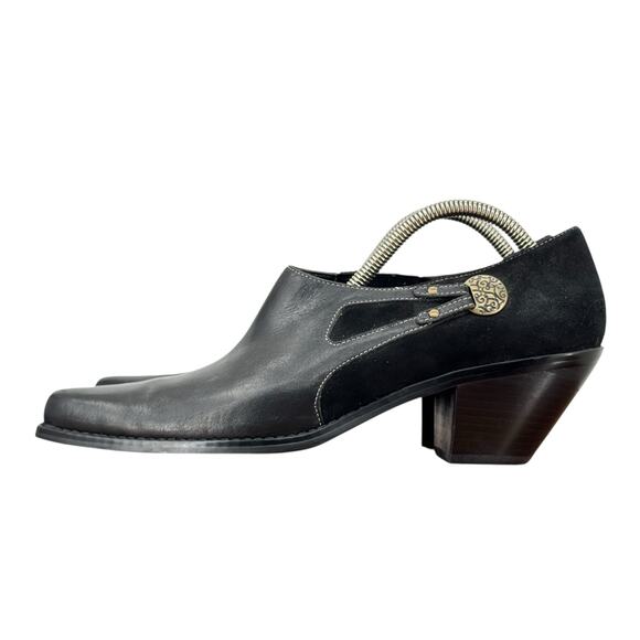 Coldwater Creek Western Black Bootie Leather Suede Point Toe Women's SZ 8 Boots - Picture 5 of 12